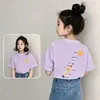 Camiseta de Verano para Niños de Algodón Puro de Manga Corta 2026 Nuevo Estampado de Letras de Dibujos Animados Top Elegante para Niñas y Bebés