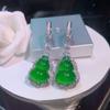 Aretes Chapados en Plata al por Mayor con Calcedonia Verde Hielo, Mismo Estilo que los de Yang Mi, con Ágata Rosa Comparable a los Pendientes de Jade