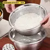 Cuba de aço inoxidável 316 extra espessa e cesto de drenagem de grau alimentício, bacia para lavar vegetais, tigela de cozinha doméstica para bater ovos e assar
