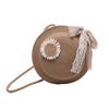Bolsas de Verão Femininas, Bolsas de Palha com Design Exclusivo, Bolsas Transversais Versáteis de Palha Trançada, Bolsas Pequenas Redondas de Guangzhou, Novo Estilo de Verão, Estilo de Férias