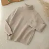 Suéter Infantil Estilo Coreano 2026, Tricô Grosso, Cor Sólida, Camisa Base de Gola Alta, Suéter Pulôver Grosso para Meninos e Meninas