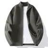 Otoño e Invierno Nueva Moda Masculina Cárdigan Casual Chaqueta Juvenil Cuello Alto Ropa de Punto Casual Chaqueta Sencilla de Color Liso