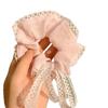 Anillo para el cabello con lazo suave estilo coreano para mujer, cinta rosa de alta gama con encaje, cuerda para el cabello, tocado para el cabello