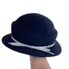 Sombrero de Pescador de Lana con Nudo de Lazo Dorado Mil Vientos para Mujer Invierno Temperamento Adelgazante Facial Sombrero de Fieltro Elegante Versátil Cálido Sombrero de Regalo