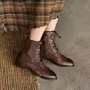 Bienvenido al Festival de Mediados de Otoño~Colección de Otoño 2026: Botines de cordones tipo brogue de piel de becerro lavada de primera capa, botas Martin retro