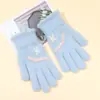 Guantes de Invierno para Mujer Estilo Coreano Diseño de Letras Estudiante Ciclismo Exteriores Cálidos Guantes de Lana Tejida para Niñas Dedos Completos Engrosados Guantes con Pantalla Táctil