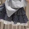 Conjunto de Verão para Meninas Novo Estilo 2026 Vestido de Verão para Bebê com Laço Colete Infantil Estiloso e Saia Floral Conjunto de Duas Peças