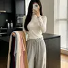 Camiseta de Manga Larga para Mujer, Nueva Tendencia Coreana Otoño e Invierno Ins, Top Ajustado para Chicas, Camisa de Cuello Alto para Capas, para Estudiantes