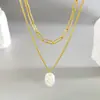 Colgante de Perla Estilo Francés No Descolorante para Mujer Moda de Nicho Versátil Simple Cadena para Clavícula No Descolorante Joyería de Lujo Ligero