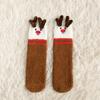 Calcetines de terciopelo de coral para mujer, sin pelusa, calcetines de Navidad bordados de alce, calcetines para el suelo, calcetines para dormir, calcetines gruesos y cálidos para padres e hijos