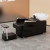 Sillón de peluquería para peinar el cabello Cama para lavar el cabello Cama para el cuidado del cabello Peluquería para hombres Cama para lavar el cabello Estilo de celebridad de internet Sillón semi-reclinable Lavabo profundo Cama para shampoo
