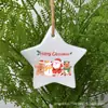 Colgante Cerámico Navideño Transfronterizo Doble Cara Esmaltado Redondo Cerámico Blanco Crudo Brillante Cerámica de Alta Temperatura Etiqueta Colgante Navideña