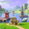 Paisaje en miniatura, pagoda de piedra simulada creativa y pabellón para paisajismo, bonsái de jardinería, accesorios decorativos DIY y pequeños adornos para terrarios