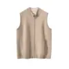 Chaleco Cárdigan de Capa de Aire Engrosado de Invierno 100% Cachemira Pura Suéter de Cuello Alto Medio para Hombre Chaleco de Punto con Cremallera Informal