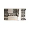 Aparador de Aluminio Completo Personalizado Moderno Lujo Ligero Sala de Estar y Comedor Pared del Hogar Puerta de Vidrio Integrada Gabinete de Vino con Luz