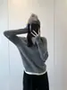 Chuwu STUDIO Tejido de Mezcla de Lana Falso Dos Piezas para Mujer Otoño/Invierno Nuevo Diseño Base de Canalé Elástica