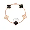 Pulsera de Trébol de Cuatro Hojas y Cinco Flores CNC Oro V Delgado Flor Nueva Edición Artesanía Fina Cadena Gruesa de Nueve Secciones Pulsera de Trébol de Cuatro Hojas de Nácar Blanco Natural