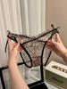 Calcinha Sexy de Renda Estampada de Leopardo Nova 2025 com Tiras Finas, Pura Vontade Vazada Madura de Cintura Baixa para Mulheres Jovens