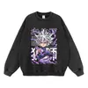 Moletom Pulôver com Capuz Novo Outono e Inverno, Estilo de Rua Lavado Vintage Anime Japonês Floral Gola Redonda Moletom Desgastado, Transfronteiriço