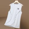 Colete esportivo de seda gelada em liquidação, camiseta básica masculina solta para corrida, fitness, sem mangas, de secagem rápida
