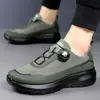Zapatos de hombre con hebilla giratoria, zapatos casuales deportivos para viajar, zapatos de senderismo para exteriores de moda para primavera, antideslizantes, transpirables, zapatos negros para el día a día