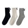 Calcetines para Niñas Estilo Coreano Ins Cuadros Lazo Color Sólido Calcetines de Princesa Calcetines de Algodón para Primavera y Otoño Calcetines de Caña Media Arrugados Calcetines Lindos