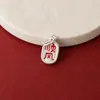 Prata Esterlina 999 Cartão Auspicioso Boa Sorte Riqueza Navegação Tranquila Esforço Dinheiro Verdadeiro Colar com Pingente Pulseira DIY Coma Mais Não Engorda