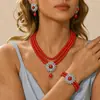 Collar Pendientes Pulsera de Perlas de Imitación Transfronterizo Conjunto de Joyería de Alta Gama para Fiesta de Graduación Fiesta Festividad Vestido de Novia Accesorios