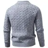 Suéter cárdigan de punto trenzado de punto grueso con cuello alto y doble cremallera, nuevo para otoño e invierno, de estilo cruzado, corte holgado, moderno para hombres jóvenes