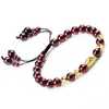 Pulsera de Perlas Doradas y Granate Rojo Natural para Mujer, Pulsera de Perlas Pequeñas y Perlas de Transferencia, Suministro para Regalo de Cumpleaños
