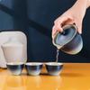 Juego de Té de Viaje de Cerámica Negra con una Tetera y Tres Tazas, Tazas para Preparar Té al Aire Libre, Regalo de Inauguración, Té Kung Fu