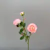 Peonía artificial al óleo con 3 cabezas para decoración del hogar, flores artificiales para accesorios de fotografía, flores artificiales para decoración de bodas y paisajismo
