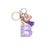 Llavero de Acrílico con Lentejuelas de 26 Letras con Colgante de Borla de Mariposa con Pedrería de Lujo Ligero, Regalo Personalizado para Mejores Amigos y Parejas