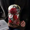 Decoração Finalizada de Flor Eterna Rosa Flor Real com Lâmpada Sentido de Alto Nível para Presente de Aniversário da Namorada Presente de Tanabata Dia dos Namorados