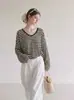 Cardigan Camiseta de Rayas Colorblock Retro Americano para Mujer Verano Holgado Casual Perezoso Relajado Superior Delgado