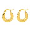 Moda europeia e americana simples ouro 18K real aço inoxidável tubo redondo cilíndrico grosso brinco clipe de orelha joias que não desbotam mulheres atacado