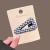 Nuevo Clip para el Cabello de Tela a Cuadros Hecho a Mano Estilo Coreano Pinza Retro para Flequillo que Reduce la Edad Pinza de Pinza Pinza para Mechones Sueltos Lateral Clip Triangular para el Cabello