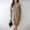 Vestido de punto para mujer con cuello redondo 100% lana pura, suelto, talla grande, falda suéter, nuevo para otoño e invierno, aspecto adelgazante, para usar debajo