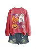 Sudadera linda y divertida de Halloween para mujer con diseño de fantasma, moño, flor, calabaza, murciélago para Amazon, Wish y tiendas independientes