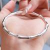 Pulsera de bambú de plata pura 9999 plata esterlina brillante de alta gama boca cerrada nicho sólida simple pulsera regalo