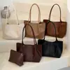 Bolsa Tote de Grande Capacidade Cor Lisa Textura Tecida Estilosa Individual Tendência Moda Casual Trabalho Deslocamento Bolsa de Ombro Único Sob o Braço