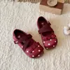 Zapatos de Cuero para Niñas 2026 Nuevos Lindos Suela Suave Zapatos de Princesa de Lunares Tela Suave Resistentes al Desgaste Velcro Zapatos para Niños