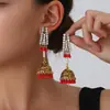 Brincos de sino com borla de pérola boêmia transfronteiriços, brincos de franja vintage estilo indiano, simples e modernos, atacado