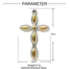 Pendente de Aço Inoxidável Cruz Coração Bicolor Europeu e Americano DIY Brincos Olho da Palma Feminino Pingente de Joia de Aço Titânio