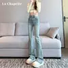 Jeans de Mujer Horseshoe Micro-La Otoño 2024 Modernos Combinan con Todo Nuevos de Primavera y Otoño Cintura Alta Adelgazantes de Pierna Ancha