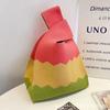 Bolso de Mano para Mujer del Festival del Bote del Dragón Panda, Bolso Cubo Tejido, Estilo Coreano y Japonés Versátil, Bolso Tote Casual, Bolsa para el Almuerzo, Lindo y Divertido