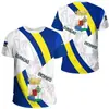 Camiseta Informal de Manga Corta para Hombre con Patrón de Bandera y Emblema Nacional de Curazao Impresión 3D Nueva Venta Directa de Fábrica Fuente