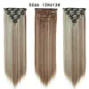 Venta al por mayor transfronteriza juego de 7 piezas de extensiones de cabello sintético clip-in de 22 pulgadas 130g, piezas para cubrir cabello lacio