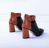 Botas Martin de comercio exterior para mujer, otoño 2018, nuevas botas cortas coreanas de tacón grueso y puntiagudo con cremallera y tacón alto, zapatos de moda para mujer