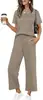 Moda femenina transfronteriza europea y americana, los más vendidos de Amazon: Conjunto casual de dos piezas: sudadera de manga corta a rayas para primavera/verano y pantalones cropped
